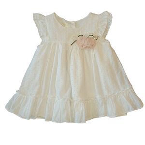 Laura Ashley Baby Girls White Swiss Dot Angel Wing Spring Easter Dress 2t